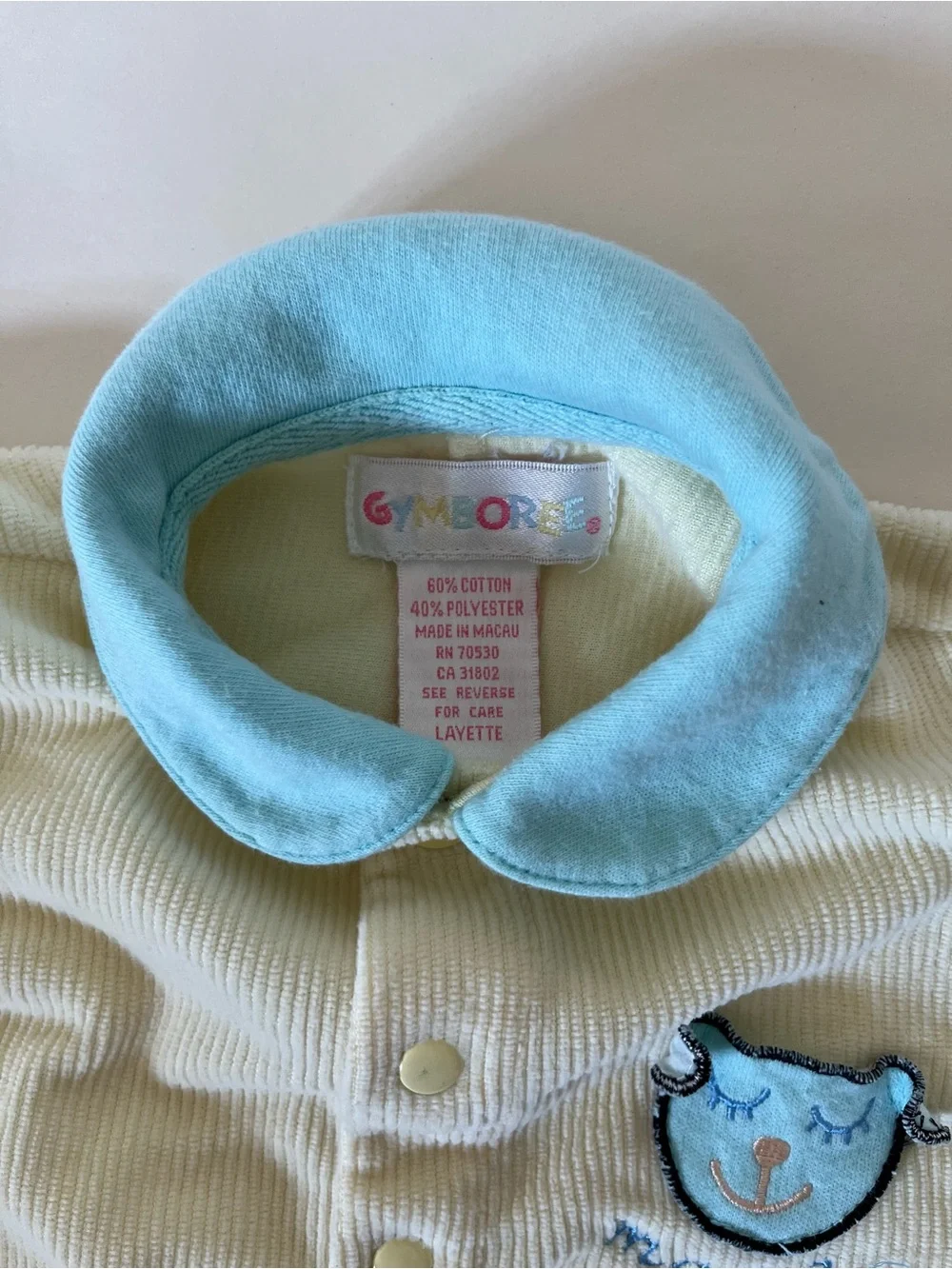 Vintage Gymboree Butter yellow and Light Blue Baby One-Piece Snap up Sleepsuit